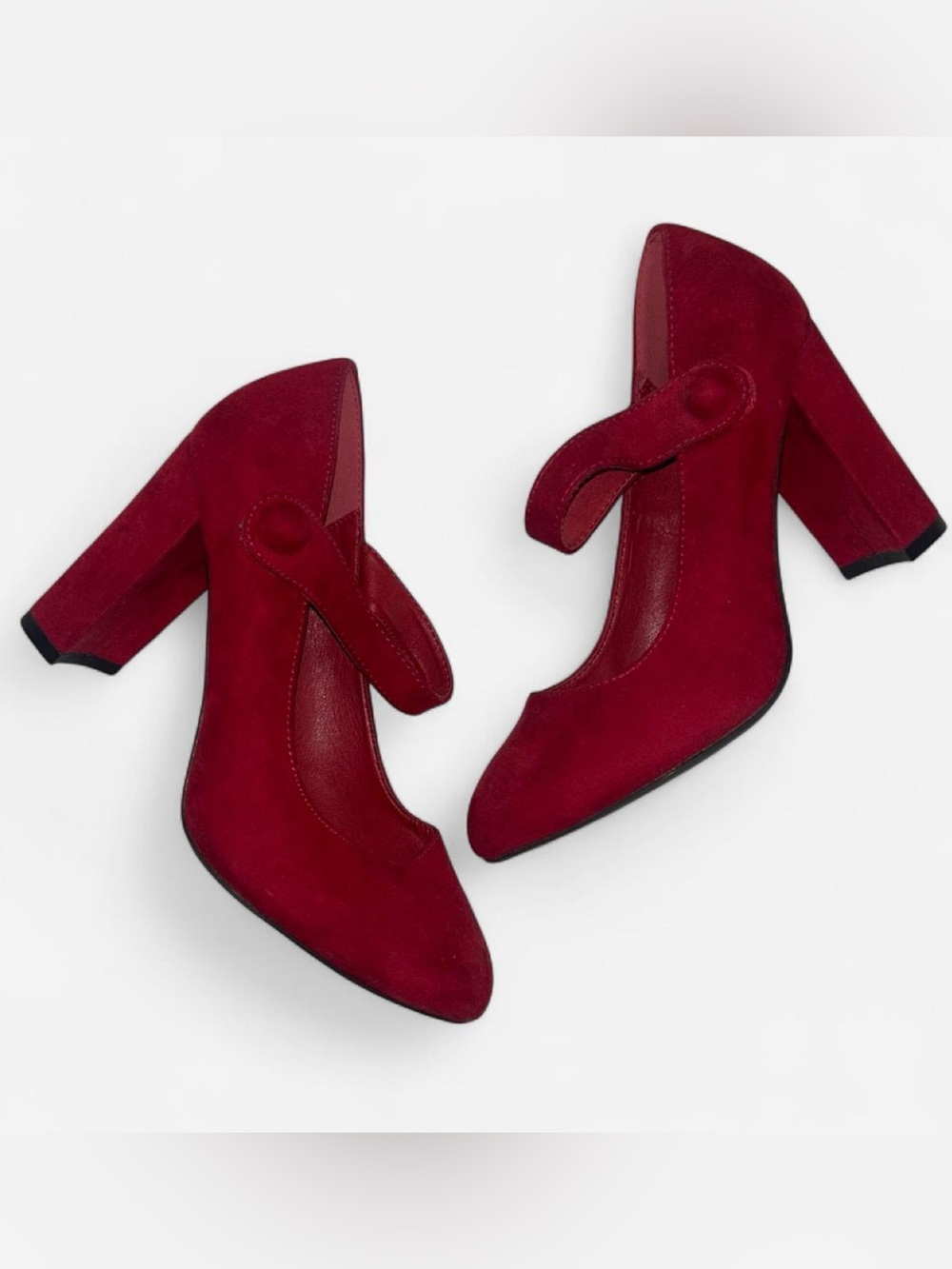 Cato Red Suede Mary Jane Block Heels